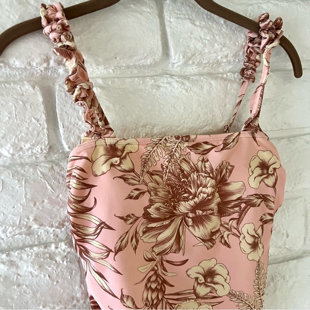 Agua Bendita Pink Brown Floral Swimsuit - Picture 4 of 6